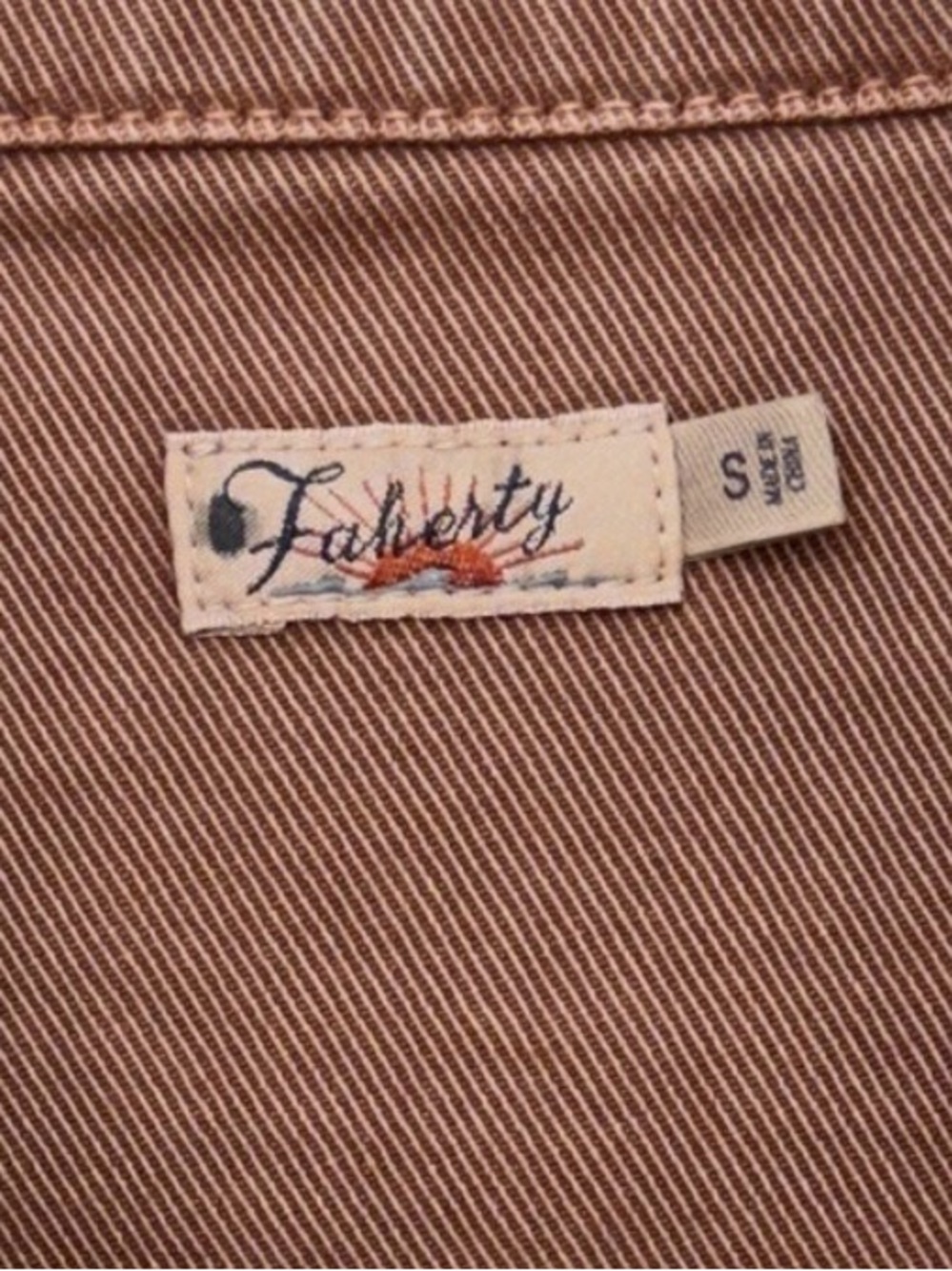 Faherty Pink Denim Shirt Dress Button Front Mini Organic Cotton Size S - Picture 5 of 8